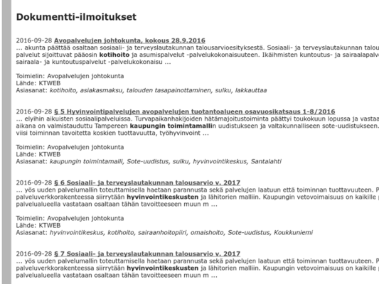 Monitoring Tampere municipality