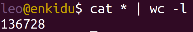 Bashprompt med kommandot 'cat * | wc -l'